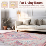 Ultra Soft Area Rug, Non Slip, Stain Resistant, Washable Area Rugs for Living Room, Bedroom, Soft Pastel Abstract Motif(Pink)