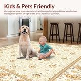 Elegant Area with Vintage Floral in Earthy Shades(Beige)