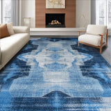 Ultra Soft Area Rug, Non Slip, Stain Resistant, Washable Area Rugs for Living Room, Bedroom, Minimalist Blue and Gray Fusion(Blue)