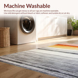 Ultra Soft Area Rug, Non Slip, Stain Resistant, Washable Area Rugs for Living Room, Bedroom, Artful Vintage Striped Design(Orange)