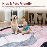 Ultra Soft Area Rug, Non Slip, Stain Resistant, Washable Area Rugs for Living Room, Bedroom, Elegant Irregular Marble Motif(Pink)
