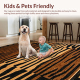 Ultra Soft Area Rug, Non Slip, Stain Resistant, Washable Area Rugs for Living Room, Bedroom, Artistic Contemporary Pattern Fusion(Brown)