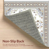 Ultra Soft Area Rug, Non Slip, Stain Resistant, Washable Area Rugs for Living Room, Bedroom, Vibrant Luxurious Medallion Theme(White)