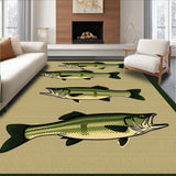 Ultra Soft Area Rug, Non Slip, Stain Resistant, Washable Area Rugs for Living Room, Bedroom, Earthy Bass Motif with Water Splash(Beige)