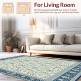 Ultra Soft Area Rug, Non Slip, Stain Resistant, Washable Area Rugs for Living Room, Bedroom, Classic Beige/Blue Floor(Blue)