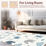Ultra Soft Area Rug, Non Slip, Stain Resistant, Washable Area Rugs for Living Room, Bedroom, Contemporary Whimsical Animal Art(White)