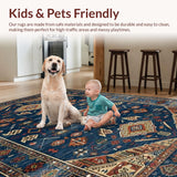 Ultra Soft Area Rug, Non Slip, Stain Resistant, Washable Area Rugs for Living Room, Bedroom, Tribal Inspired Vintage Motif(Blue)