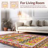 Ultra Soft Area Rug, Non Slip, Stain Resistant, Washable Area Rugs for Living Room, Bedroom, Joyful Seasonal Pastel Palette(Yellow)