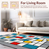 Ultra Soft Area Rug, Non Slip, Stain Resistant, Washable Area Rugs for Living Room, Bedroom, Vibrant Monochrome Interactive Style(Gray)