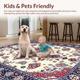 Ultra Soft Area Rug, Non Slip, Stain Resistant, Washable Area Rugs for Living Room, Bedroom, Warm Earthy Circular Vintage Design(White)