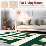 Luna Vista Contemporary Green Beige Area With Abstract Geometric Motifs(Beige)