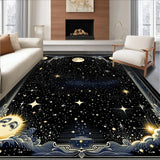Ultra Soft Area Rug, Non Slip, Stain Resistant, Washable Area Rugs for Living Room, Bedroom, Haunting Star-Dusted Minimalism(Black)
