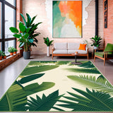 Ultra Soft Area Rug, Non Slip, Stain Resistant, Washable Area Rugs for Living Room, Bedroom, Entryway Area Tropical Leaves Beige Small(Green)