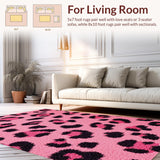 Ultra Soft Area Rug, Non Slip, Stain Resistant, Washable Area Rugs for Living Room, Bedroom, Modern Pink Leopard Bedroom Rug for Teen Girls(Pink)