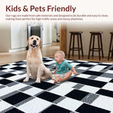 Ultra Soft Area Rug, Non Slip, Stain Resistant, Washable Area Rugs for Living Room, Bedroom, Modern Geometric Nursery Soft Shag Carpet(Black)