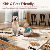 Ultra Soft Area Rug, Non Slip, Stain Resistant, Washable Area Rugs for Living Room, Bedroom, Modern Neutral Graphic Elements(Beige)