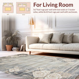 Ultra Soft Area Rug, Non Slip, Stain Resistant, Washable Area Rugs for Living Room, Bedroom, Eclectic Earthy Floral Arrangement(Gray)