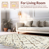 Ultra Soft Area Rug, Non Slip, Stain Resistant, Washable Area Rugs for Living Room, Bedroom, Eclectic Earth Tone Tasseled Design(Beige)