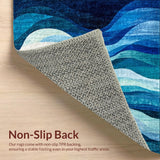 Ultra Soft Area Rug, Non Slip, Stain Resistant, Washable Area Rugs for Living Room, Bedroom, Oceanfoam Wave Rug: Modern Blue Water Design for Living Space(Blue)