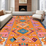 Ultra Soft Area Rug, Non Slip, Stain Resistant, Washable Area Rugs for Living Room, Bedroom, Lively Color-Blocked Geometric Style(Orange)