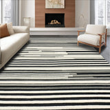 Ultra Soft Area Rug, Non Slip, Stain Resistant, Washable Area Rugs for Living Room, Bedroom, Monochrome Maze: Graphic Stripe Woven Accent Rug for Entry(Black)