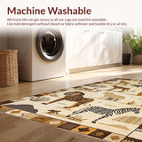 Ultra Soft Area Rug, Non Slip, Stain Resistant, Washable Area Rugs for Living Room, Bedroom, Foldable Adventurous Animal Kingdom Mat(Beige)