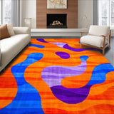 Ultra Soft Area Rug, Non Slip, Stain Resistant, Washable Area Rugs for Living Room, Bedroom, Radiant Retro Wave Composition(Orange)