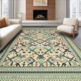 Ultra Soft Area Rug, Non Slip, Stain Resistant, Washable Area Rugs for Living Room, Bedroom, Earthy Toned Geometric Elegance(Ivory)