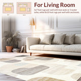 Ultra Soft Area Rug, Non Slip, Stain Resistant, Washable Area Rugs for Living Room, Bedroom, Chic Soft Neutral Fuzzy Motif(Beige)