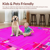 Ultra Soft Area Rug, Non Slip, Stain Resistant, Washable Area Rugs for Living Room, Bedroom, Dynamic Pink and Blue Whirlwind(Pink)