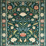 Ultra Soft Area Rug, Non Slip, Stain Resistant, Washable Area Rugs for Living Room, Bedroom, Rustic Botanical Tiled Composition(Green)