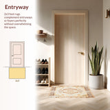 Ultra Soft Area Rug, Non Slip, Stain Resistant, Washable Area Rugs for Living Room, Bedroom, Modern Boho Area with Artistic Medallion and Geometric Harmony(Ivory)
