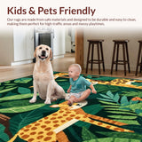 Ultra Soft Area Rug, Non Slip, Stain Resistant, Washable Area Rugs for Living Room, Bedroom, Colorful Nature-Inspired Design(Green)