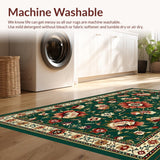 Ultra Soft Area Rug, Non Slip, Stain Resistant, Washable Area Rugs for Living Room, Bedroom, Serene Pastel Floral Arrangement(Green)
