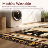 Ultra Soft Area Rug, Non Slip, Stain Resistant, Washable Area Rugs for Living Room, Bedroom, Vintage Nature-Inspired Design(Brown)