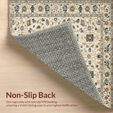 Ultra Soft Area Rug, Non Slip, Stain Resistant, Washable Area Rugs for Living Room, Bedroom, Elegant Creamy Floral Fusion(Beige)