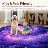 Ultra Soft Area Rug, Non Slip, Stain Resistant, Washable Area Rugs for Living Room, Bedroom, Whimsical Starry Night Illusion(Purple)