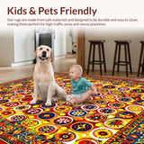 Ultra Soft Area Rug, Non Slip, Stain Resistant, Washable Area Rugs for Living Room, Bedroom, Dynamic Colorful Swirl Design(Yellow)