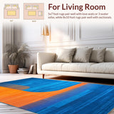 Ultra Soft Area Rug, Non Slip, Stain Resistant, Washable Area Rugs for Living Room, Bedroom, Stylish Watercolor Inspired Motif(Orange)