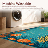 Ultra Soft Area Rug, Non Slip, Stain Resistant, Washable Area Rugs for Living Room, Bedroom, Vibrant Sea Life Motif(Blue)