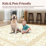 Ultra Soft Area Rug, Non Slip, Stain Resistant, Washable Area Rugs for Living Room, Bedroom, Elegant Beige Boho Medallion Area With Intricate Patterned Design(Beige)