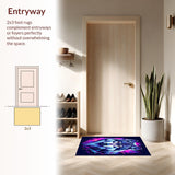 Ultra Soft Area Rug, Non Slip, Stain Resistant, Washable Area Rugs for Living Room, Bedroom, Dynamic Celestial Creature Motif(Purple)