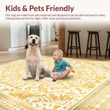 Ultra Soft Area Rug, Non Slip, Stain Resistant, Washable Area Rugs for Living Room, Bedroom, Stylish Area Gift for Muslim Celebrations with Shawl and Kufi Hat(Gold)