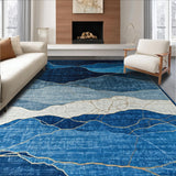 Ultra Soft Area Rug, Non Slip, Stain Resistant, Washable Area Rugs for Living Room, Bedroom, Art Deco Inspired Abstract Marble(Blue)