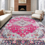 Ultra Soft Area Rug, Non Slip, Stain Resistant, Washable Area Rugs for Living Room, Bedroom, Elegant Soft Pink Lattice Design(Pink)