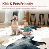 Ultra Soft Area Rug, Non Slip, Stain Resistant, Washable Area Rugs for Living Room, Bedroom, Artistic Fantasy Animal Landscape(Beige)
