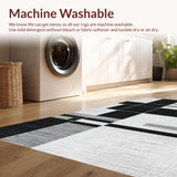Ultra Soft Area Rug, Non Slip, Stain Resistant, Washable Area Rugs for Living Room, Bedroom, Washable Door Rug: Modern Linear Pattern Floor Decor(Black)