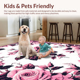 Ultra Soft Area Rug, Non Slip, Stain Resistant, Washable Area Rugs for Living Room, Bedroom, Artistic Garden Inspired Bath Mat(Pink)
