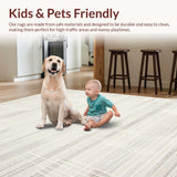 Ultra Soft Area Rug, Non Slip, Stain Resistant, Washable Area Rugs for Living Room, Bedroom, Sleek Neutral Luxe Vibe(Ivory)