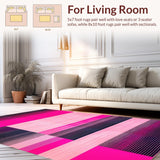 Ultra Soft Area Rug, Non Slip, Stain Resistant, Washable Area Rugs for Living Room, Bedroom, Vibrant Dual-Tone Artistic Expression(Pink)